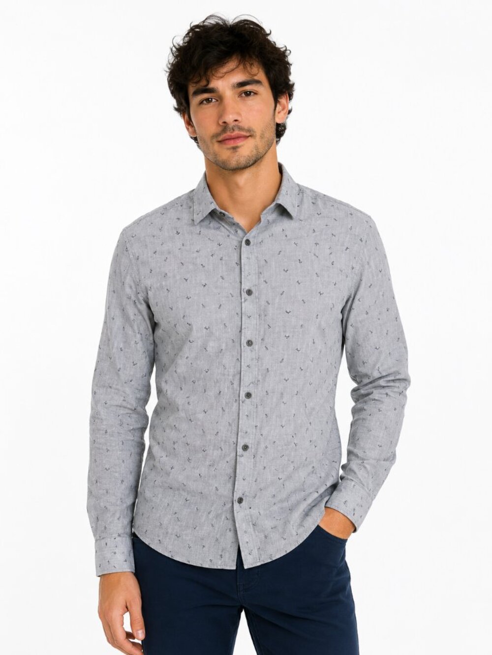 RW&CO Penguin Print Slim Fit Button Up Shirt Large